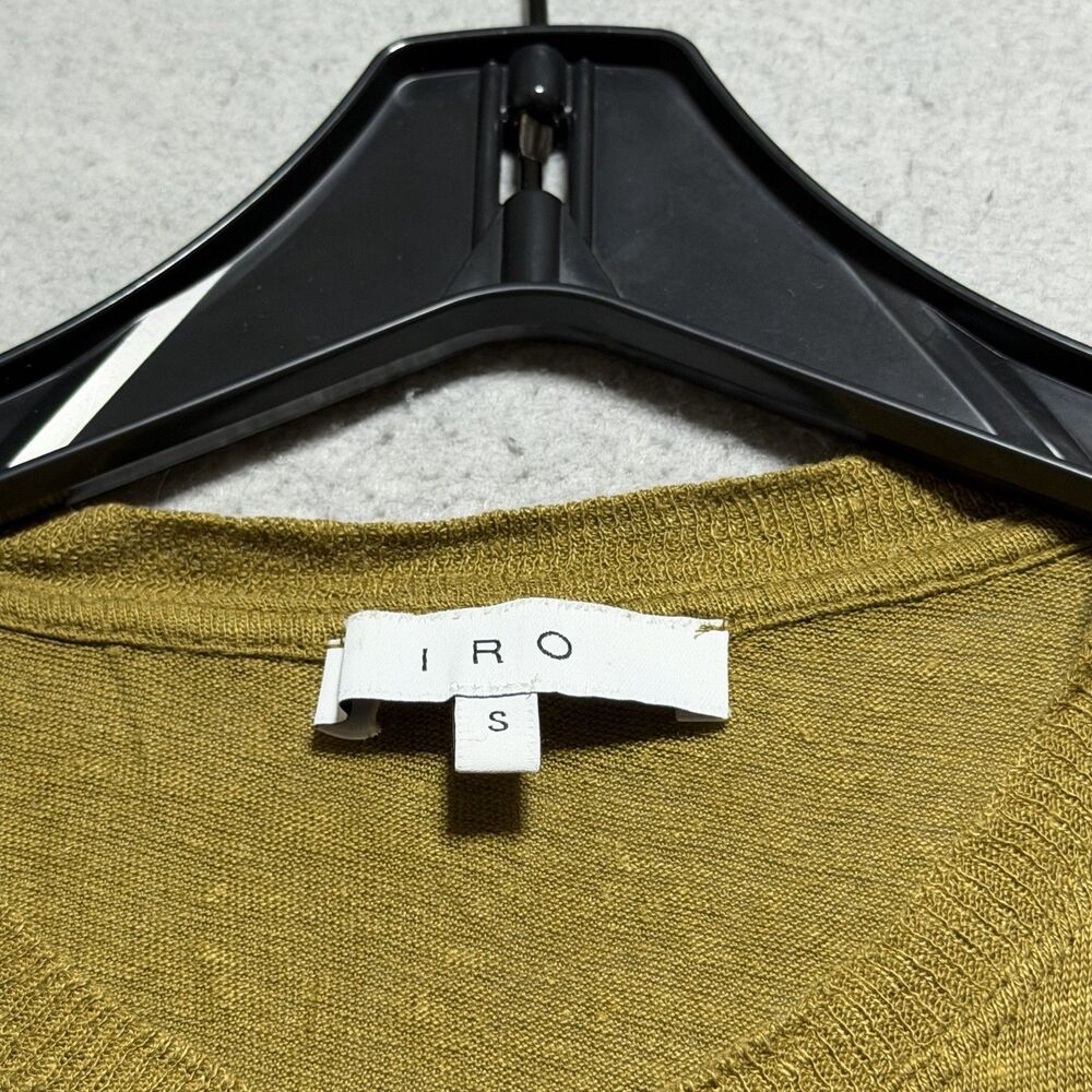 Iro Distressed Tee T-Shirt Women's Small Army Green Clay Linen Short Sleeve Top - Picture 8 of 10